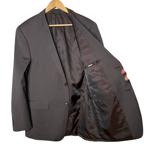 Calvin Klein Men's 44R Classic Fit 100% Wool Blazer 2 Button Suit Jacket Gray - Picture 3 of 9
